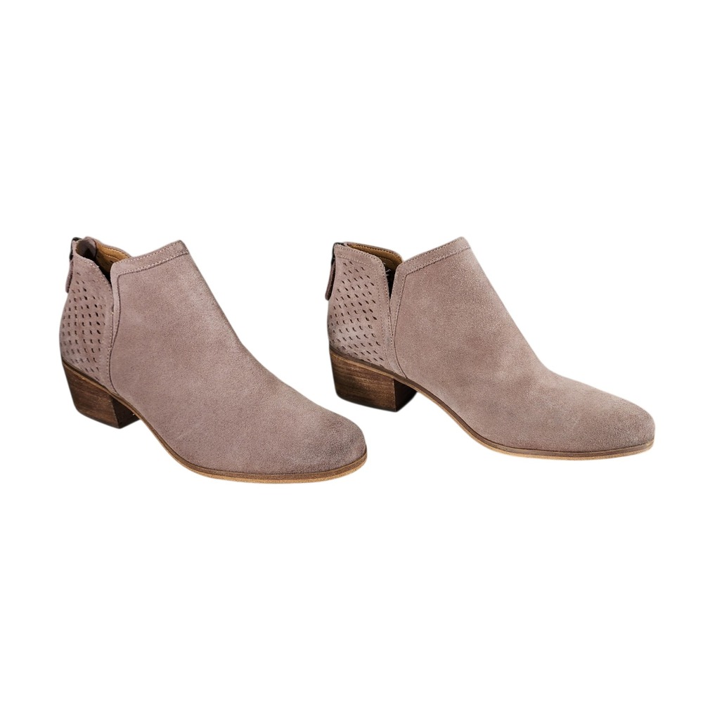 Susina Ankle‎ Booties sz 10M Women Suede Leather Taupe Perforated Back Zip